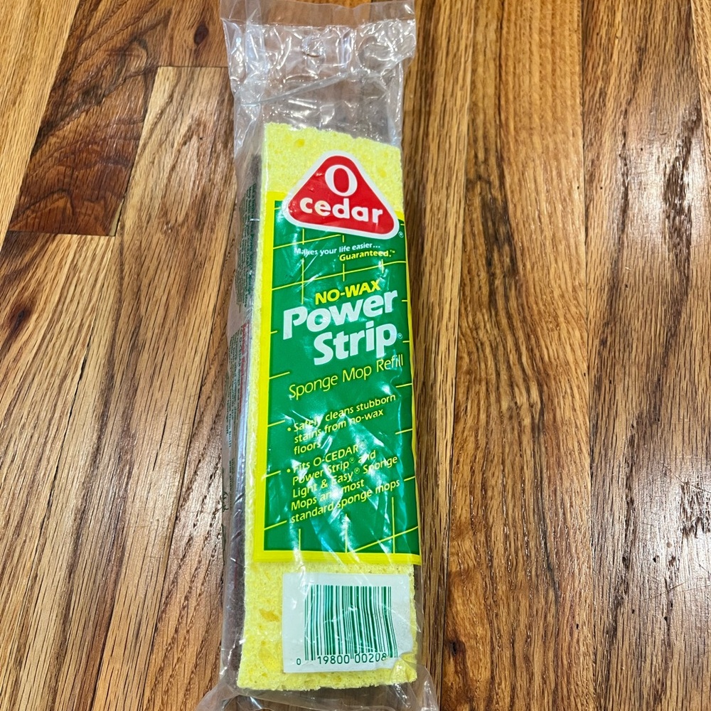 Vintage‎ O Cedar Power Strip Sponge Mop Refill “For No-Wax Floors” 1990 NOS Yell